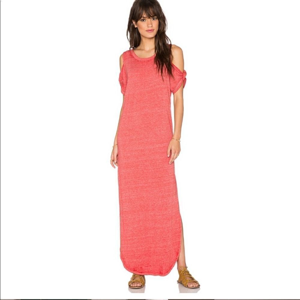 Free People Kick Around Burnout Cold Shoulder Maxi Sheer Dress - Teal Size Small - Picture 2 of 8